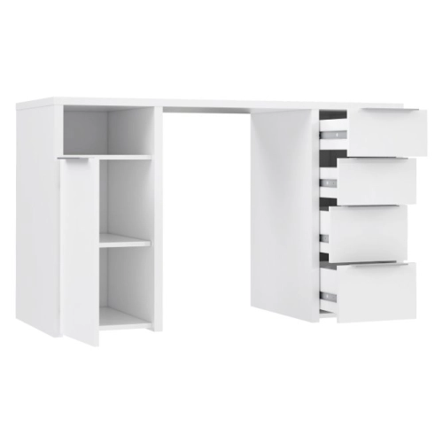 Białe biurko 125x50 cm z 4 szufladami i szafką